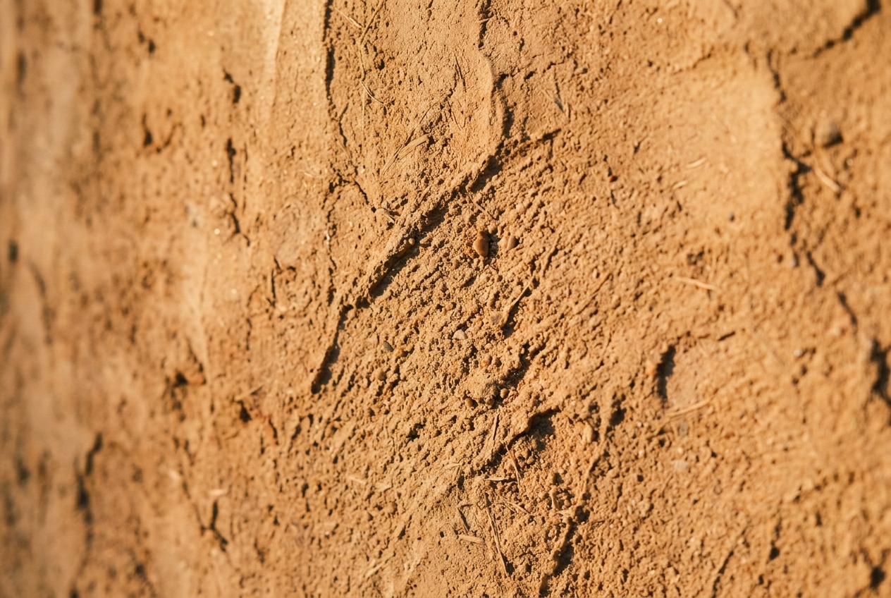 Warm hand-finished clay wall detail
